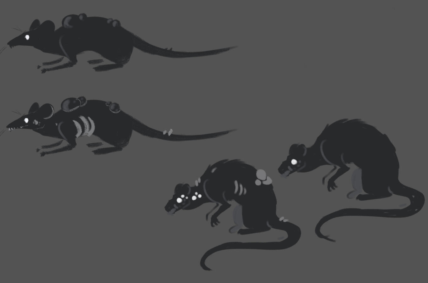 Thumbnail sketches for a Rat enemy for the student project &quot;Alluring Maw&quot;